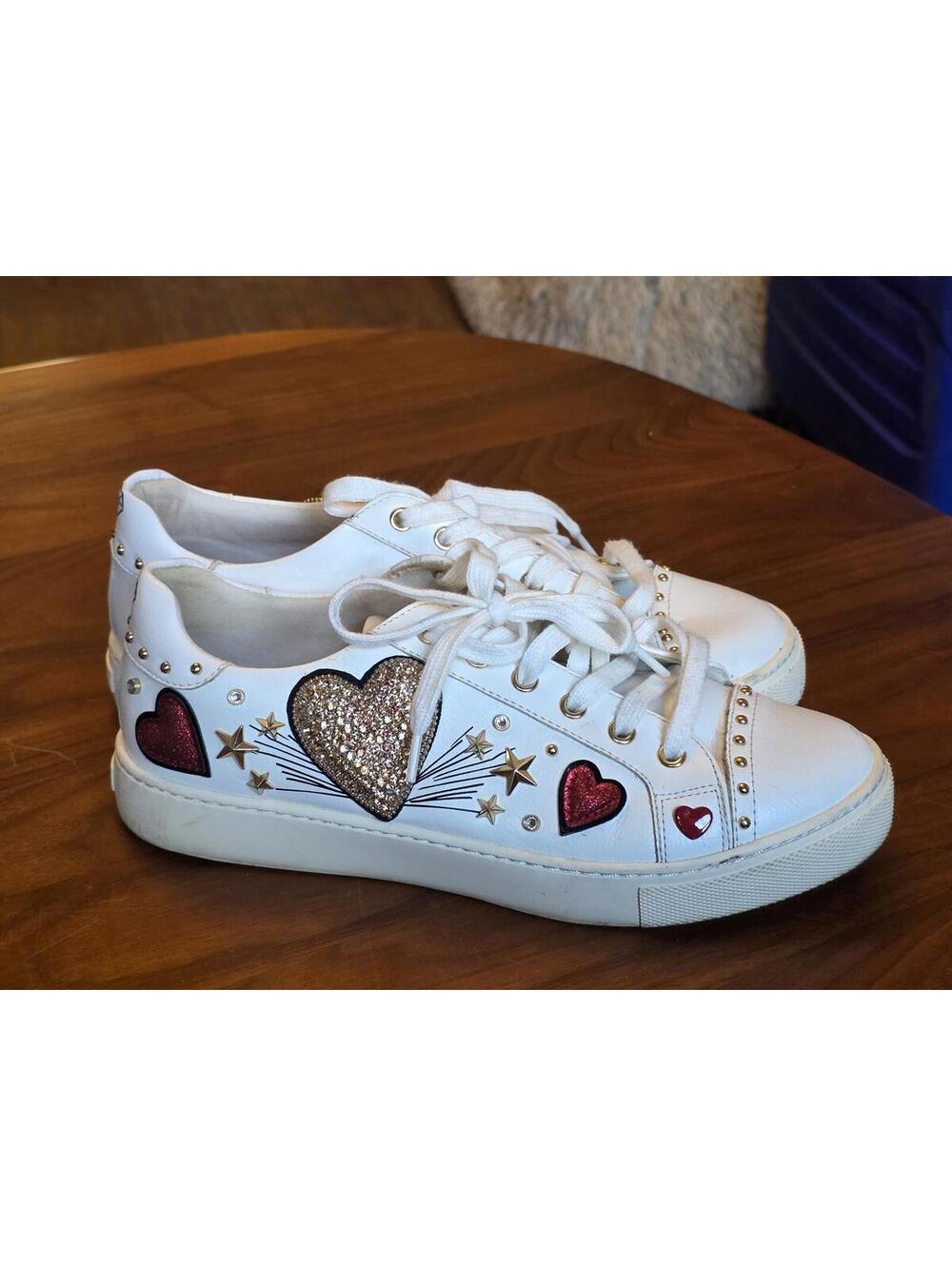 ALDO Elixir Love Your Selfie Heart Embellished sneakers Women's Sz 7